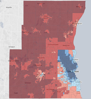 Democrats and Republicans are not only divided politically in metro Milwaukee, they occupy entirely different spaces. Among the nation?s 50 largest metro areas, Milwaukee had the second largest voting gap between its urban and suburban counties in the 2012 presidential race.