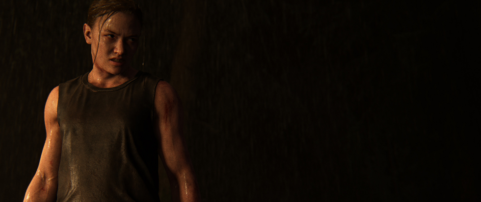 a thin, angry looking woman in a still from the Last of Us: Part 2