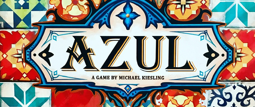 A set of brightly colored tiles with a logo in the middle that reads "Azul"