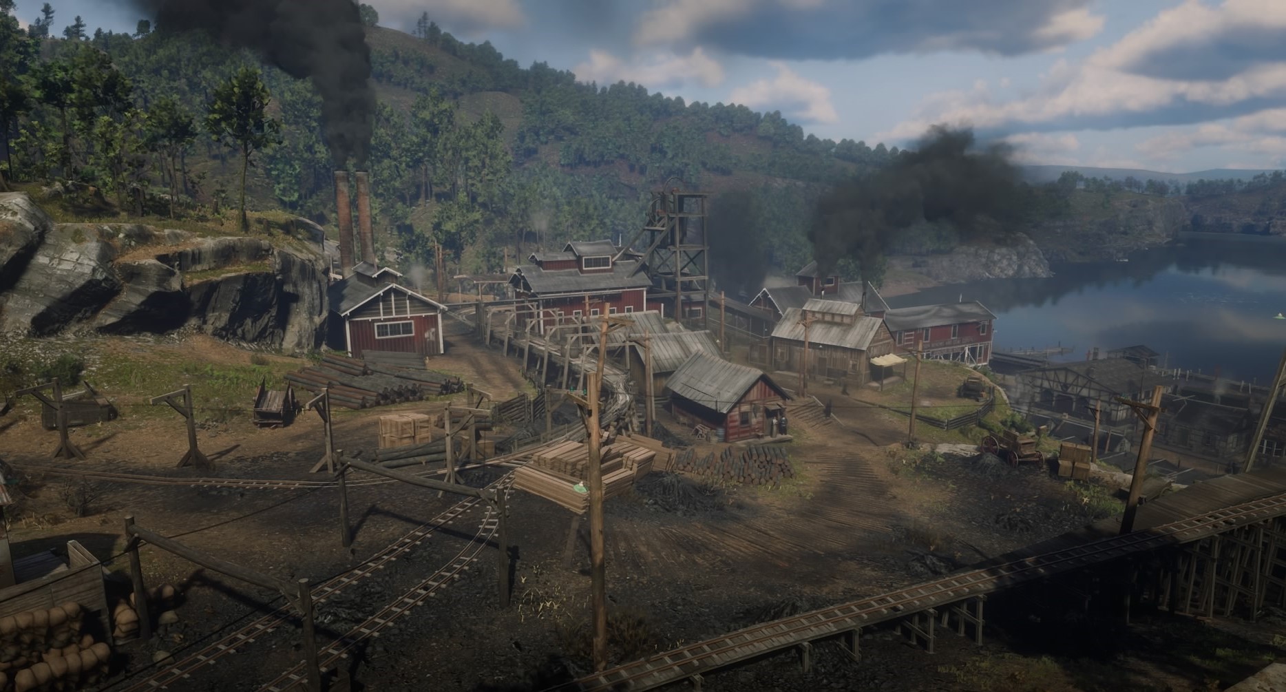 A frontier, railroad town in Red Dead Redemption 2.