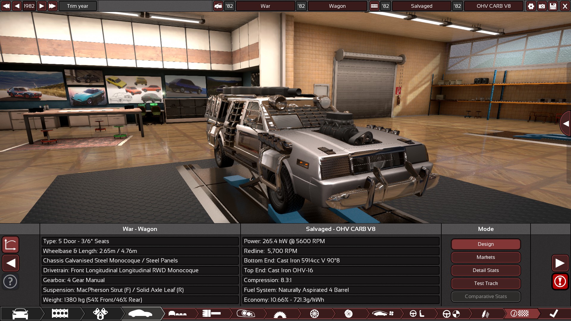 A heavily modified DeLorean lookalike from the game Automation.