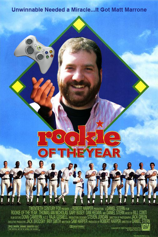 A poster for Rooke of the Year, the movie, but with Matt Marrone's head on it.