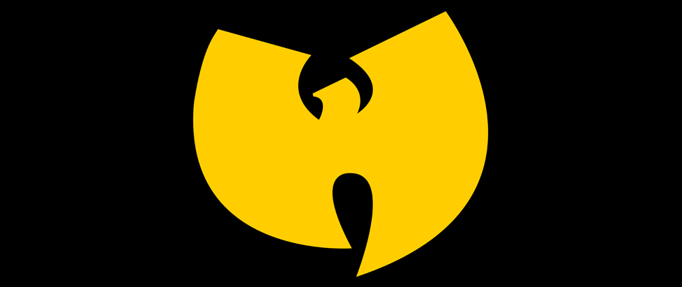 The bright yellow "W" logo of the Wu-Tang Clan on a dark background.