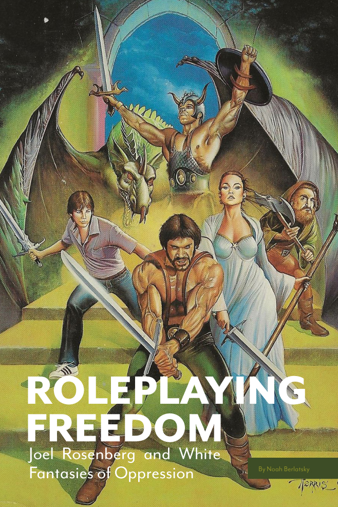 A group of fantastical warriors stand ready to fight in front of a dragon. Of the five, one is wearing modern clothes.