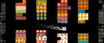 Tiny multicolored squares are arranged in larger blocks on a black background. Their orientation suggests a top-down view of a warehouse setup.