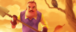 The Neighbor from Hello Neighbor looking menacing with a shovel