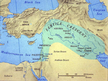 An illustrated map of the Fertile Crescent.
