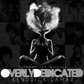 Cover art for Kendrick Lamar's Overly Dedicated, depiction a woman with an exploding nebula of stars sitting in lotus pose.