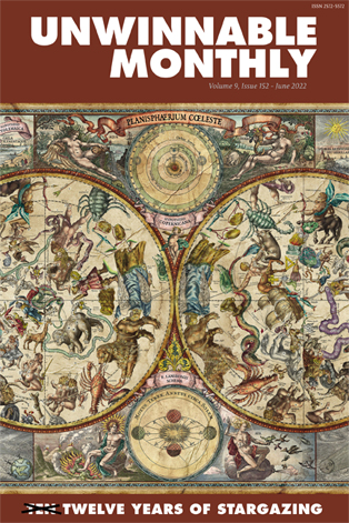 The cover to Unwinnable Monthly #152, which depicts an ancient stargazing map.