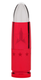 A tube of lipstick with three stars and a military-ish logo, all shaped as a bullet