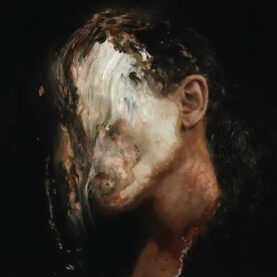 The cover for 070 Shake's You Can’t Kill Me. A painting of a man's profile with the paint smeared downwards where his face should be.
