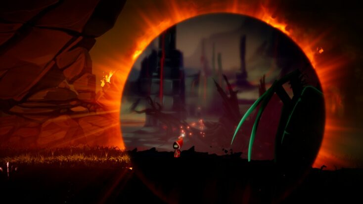 In a screenshot from Unbound: Worlds Apart, the player figure stands in the center of a large magical blast.
