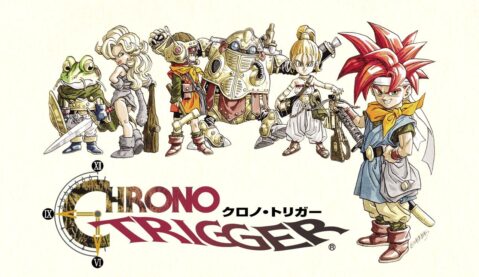 The cast of characters from Chrono Trigger, from right to left: Quiet sword boy, Crossbow Princess, Rickroll Robot, Tech Lass, Grandma Kickass, We stan a short frog king