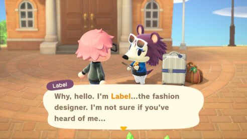 In Animal Crossing, Label is speaking with Trevor's character, saying "Why, hello. I'm Label... the fashion designer. I'm not sure if you've heard of me..."