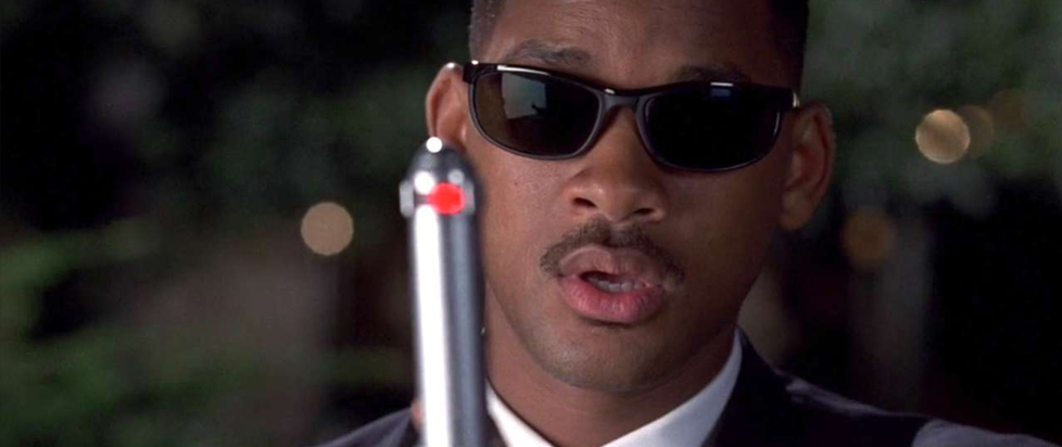 In a still from the movie Men in Black, Will Smith's character prepares to use his memory-erasing device.
