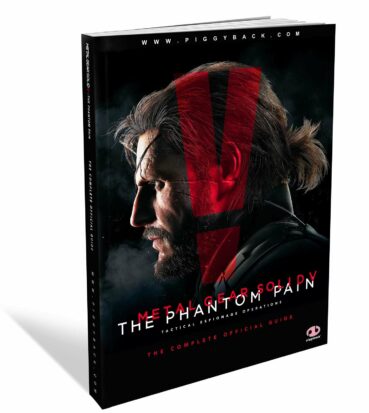 The cover of the game guide to Metal Gear Solid V: The Phantom Pain, featuring a portrait of protagonist Snake in profile.