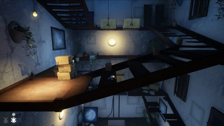 The player-character from A Tale of Paper: Refolded makes their way up and increasingly hazardous staircase.