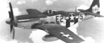 A black and white illustration of an American P51 Mustang airplane.