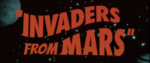 The title card for Invaders for Mars, featuring the text of the title over some planets and stars