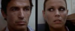 A screenshot from the trailer for Black Sunday (1977), featuring a split shot with two closeups of some very tense looking agents