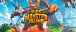 crop of the box cover for King of Monster Island with a big four-armed lava guy in the center getting shot at by a boat while volcanoes rage in the background