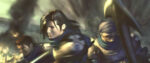 Art from Final Fantasy VIII showing the character Laguna in the midst of battle.