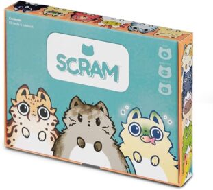 The box art for Scram shows three chubby kitties staring straight at the viewer, daring them to do something about it.