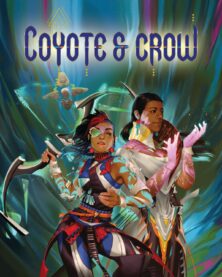 The box art for Coyote & Crow features the titular characters standing shoulder-to-shoulder as the sky behind them lights up with magic.
