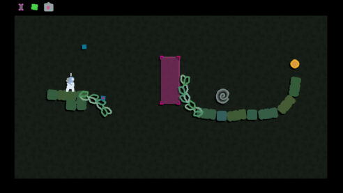 Another screenshot from Mosa Lina, this time with the player on the left on a platform looking at what may be an impenetrable wall but who can say