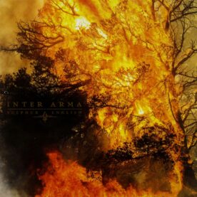 The cover of Inter Arma's New Sulphur features a photograph of a flaming tree.
