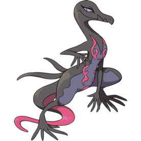 Salazzle is a salamander-like poison/fire-type pokemon.