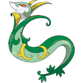 Serperior is a grass-type pokemon that resembles a dragon as rendered in Medieval artwork.