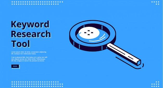 Keyword research tool isometric landing page.