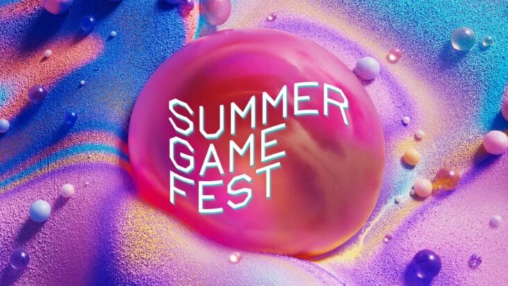 The logo for Summer Game Fest is a smooth, digitally rendered orb bearing the event's name nested in colorful swirls of sand.