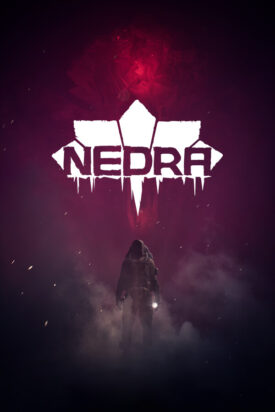 The cover art for Nedra shows a lone hooded figure, viewed from behind, staring into an ominous red fog.