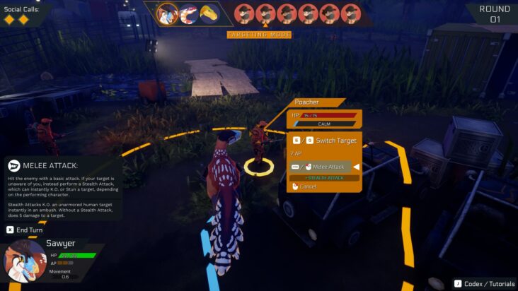 A screenshot from Clever Girls of Sawyer making an attack.