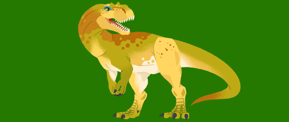 Character art for Daisy, a yellow and green Epanterias in Clever Girls, the turn-based dinosaur RPG.