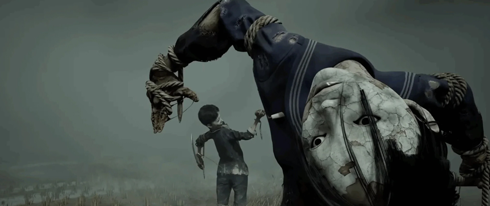 A screenshot from Silent Hill f shows the protagonist fighting a giant, discombobulated version of a teenage schoolchild.