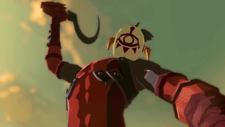 A member of the Yiga Clan winds back to strike a blow with his sickle in this screenshot from The Legend of Zelda: Breath of the Wild.