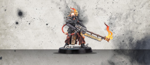 Another mini from Blackstone a guy in black armor and a flamethrowing chainsaw I'm starting to see the appeal