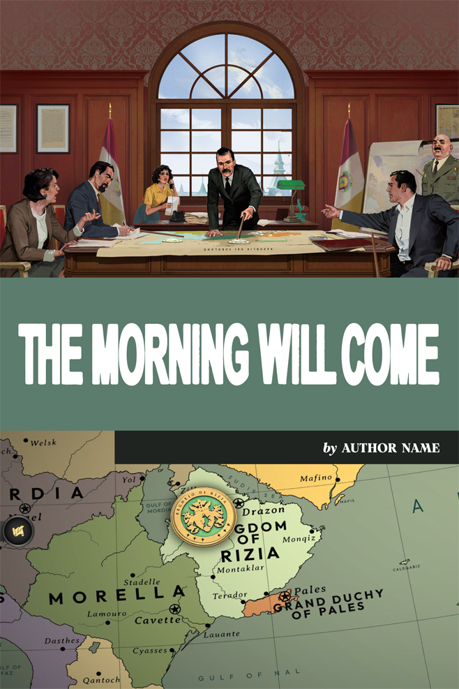 The tite card for David Cole's The Morning Will Come features a screenshot from Suzerain depicting a head of state and several members of his administration in an office.