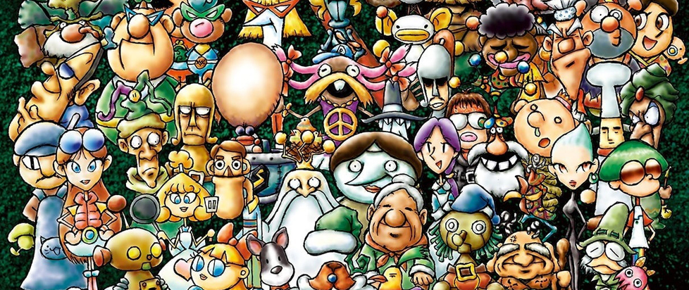 A collage of characters from the cult "anti-RPG" video game Moon: Remix RPG Adventure, originally released in 1997 for the PlayStation in Japan.