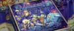 The box art for Masmorra with many cute warriors fighting adorable monsters in a dark blue dungeon